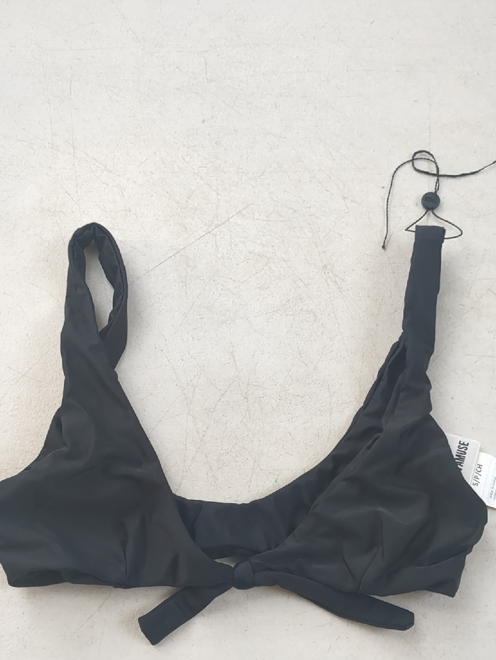Amuse Society Black Tie-Front Bikini Top